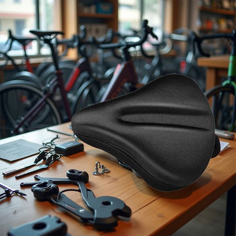 1 Piece Exercise Bike Seat Gel Cushion Cover For Large Wide Bicycle Saddle Pad Cycling Riding DIY Accessories