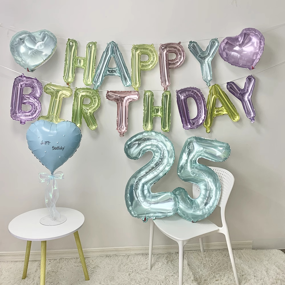 16 Inch Love Balloons Happy Birthday Decoration Bluey Heart Aluminum Balloons for Home Room Decor Wedding Party BalloonSupplies