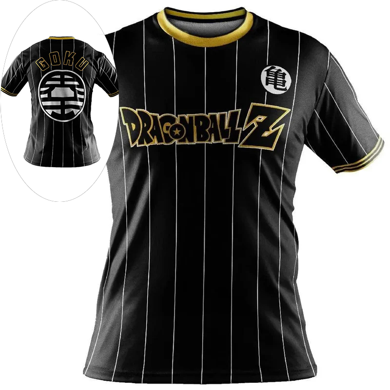 2026 Summer Anime Dragon Ball Z No.7 3D Print Retro Football Jersey Breathable Oversized Streetwear V-Neck T-Shirt Unisex Kids