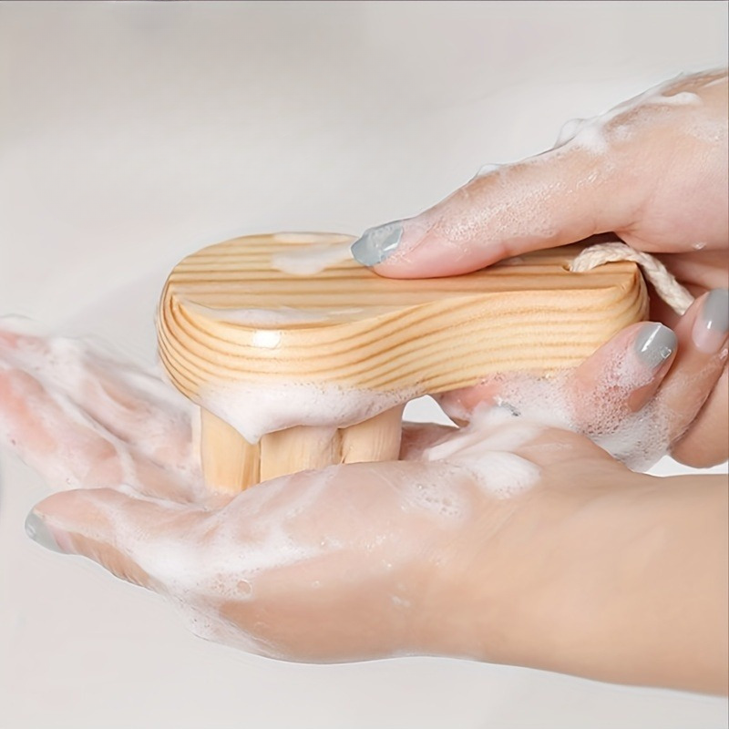 1pc Handle Face Wash Brush Wooden Handle Soft Hair Manual Cleansing Brush Bamboo Charcoal Soft Hair Makeup Removal