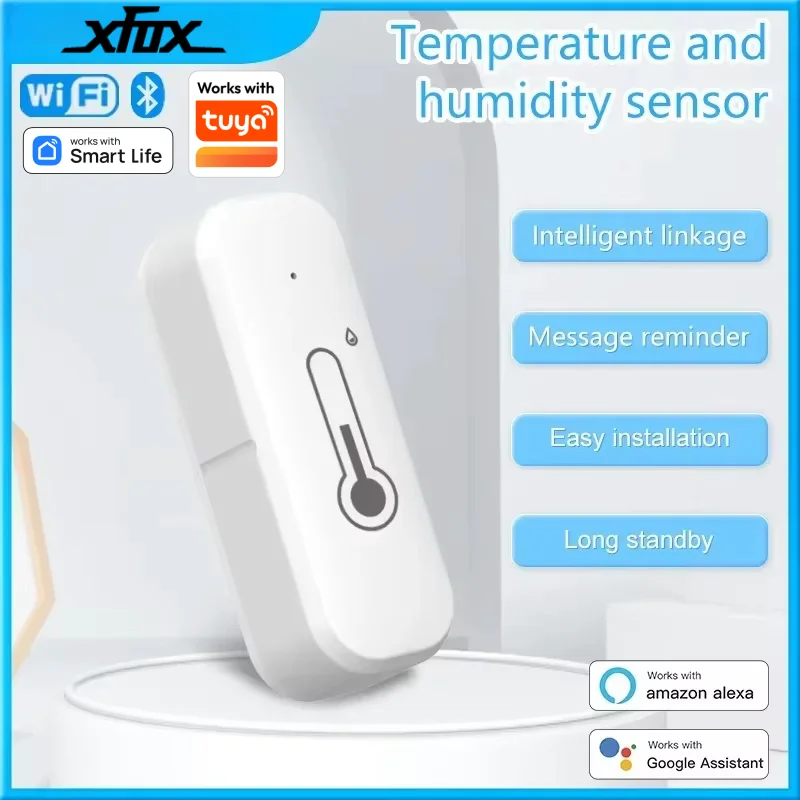Tuya Wifi Smart Temperature And Humidity Sensor indoor By Smart Life APP Works Battery Powered With Tuya Alexa Home