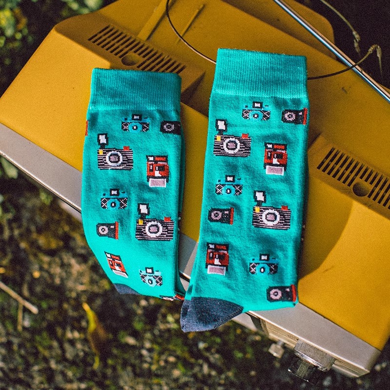 1 pair character Various camera cartoon icons as for photography enthusiasts men's socks crew 4 seasons causual socks