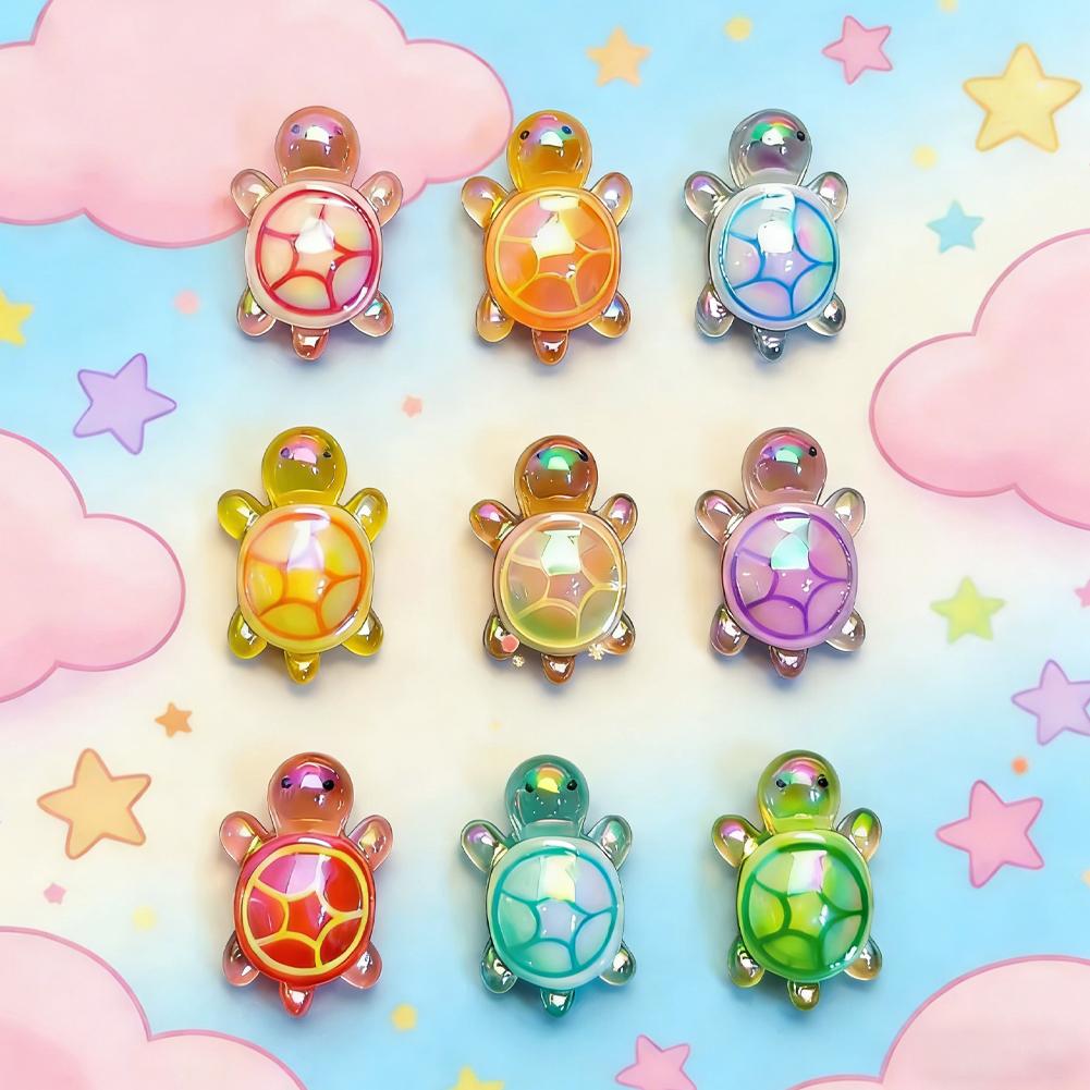10Pcs Cute Mini Laser Turtle Ornaments Cute Mini Turtle Miniatures Micro Landscape Home Decor New style