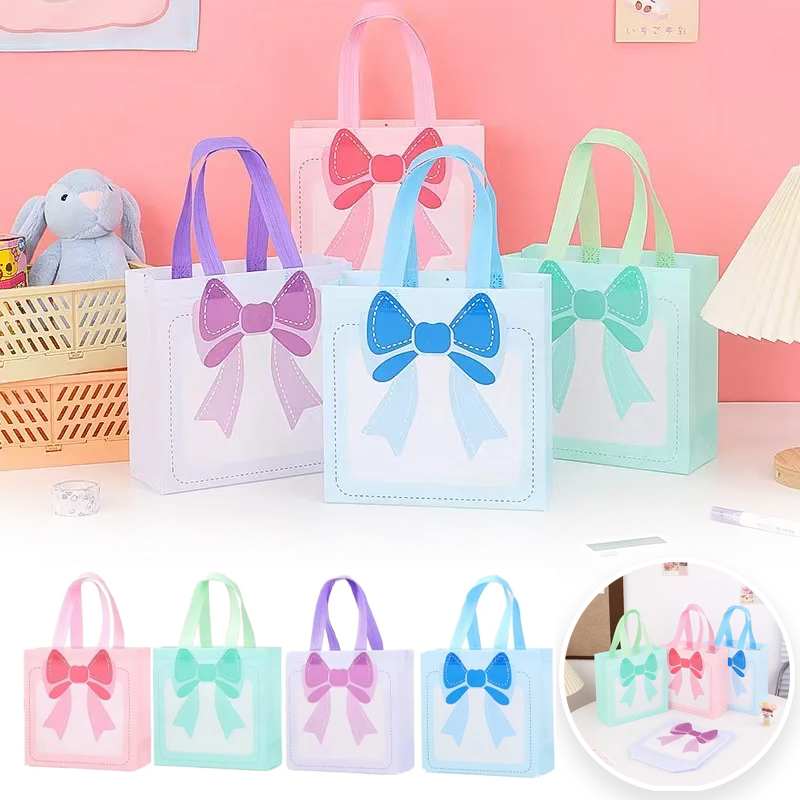 Cartoon Bow Bags Self Sealing Reusable Snack Packaging Portable Design for Cosmetics Candy Small Items Storage Party Supplies