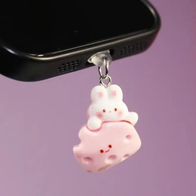 Cartoon Rabbit Phone Dust Plug Korean Style Cute Type C Anti Dust Cap For iPhone For Airpods Stopper Accessories Pendant