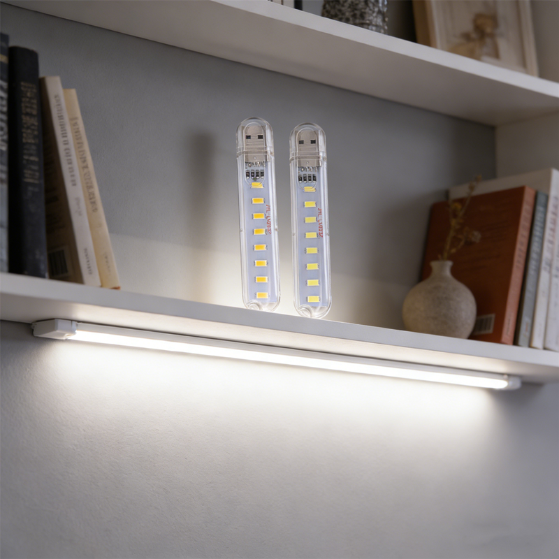 Portable Flexible USB Light 8 LED Mini Lamp with Clamp for Laptop Night Reading 5V Bank Powered Adjustable Ambient Mood Light
