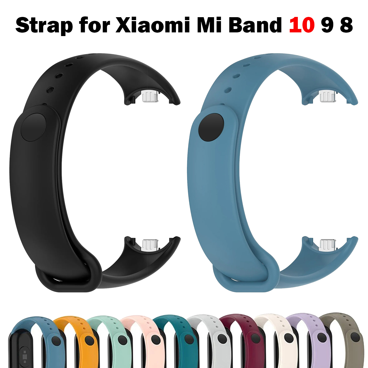 Silicone Strap for Mi Band 10 9 8 Strap Sport Bracelet pulseira Correas for Mi Band 10 Strap Accessories