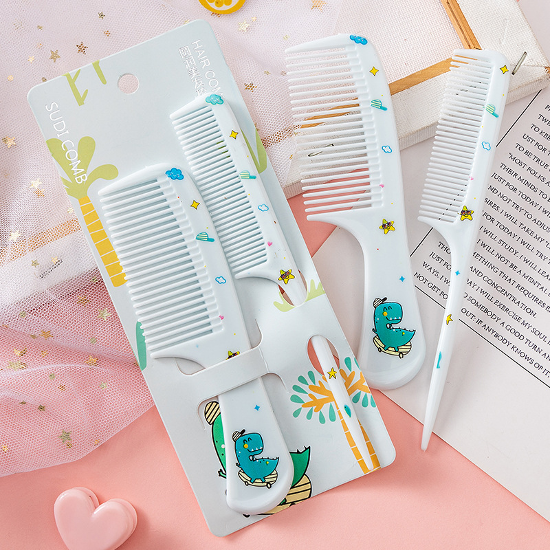 Printed Children's Comb Set for Girls Cartoon Cute and Portable Small Comb Design with Fine Teeth and Pointed Tail Comb