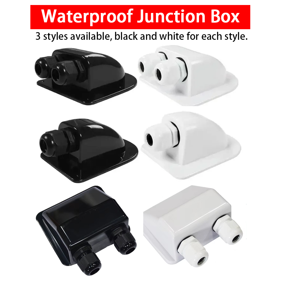 1pc, black/white PV junction box for RV, yacht and solar panel mounting, ABS waterproof, 3 styles
