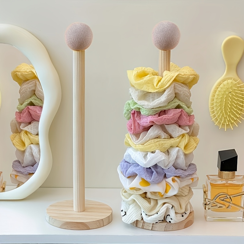 1PC Solid Wood Hair Accessory Organizer | Multi-Layer Design, Suitable for Scrunchies, Clips, and Jewelry | Soft Neutra