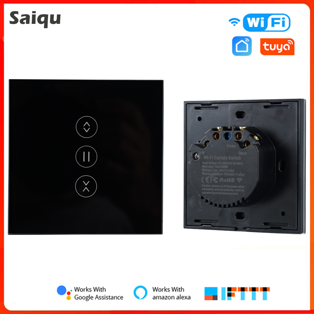 Tuya Wifi Smart Curtain Switch Wifi Touch Dimmer Light Switch for Lights Work Smart Life With Alexa Voice Control