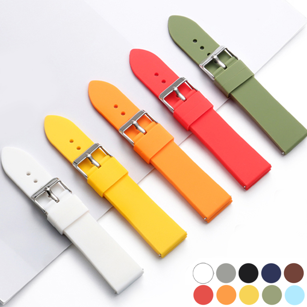 Silicone Watchband 16mm 18mm 20mm 22mm Strap for SmartWatch Quick Release Waterproof Wristband Sport Replacement Bracelet