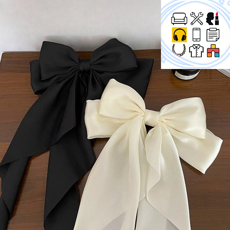 Bow Ribbon Hairpin Headwear Simple Elegant Satin Spring Clip Fixed Hair Clip Retro Party Headdress Red Hair Accessories