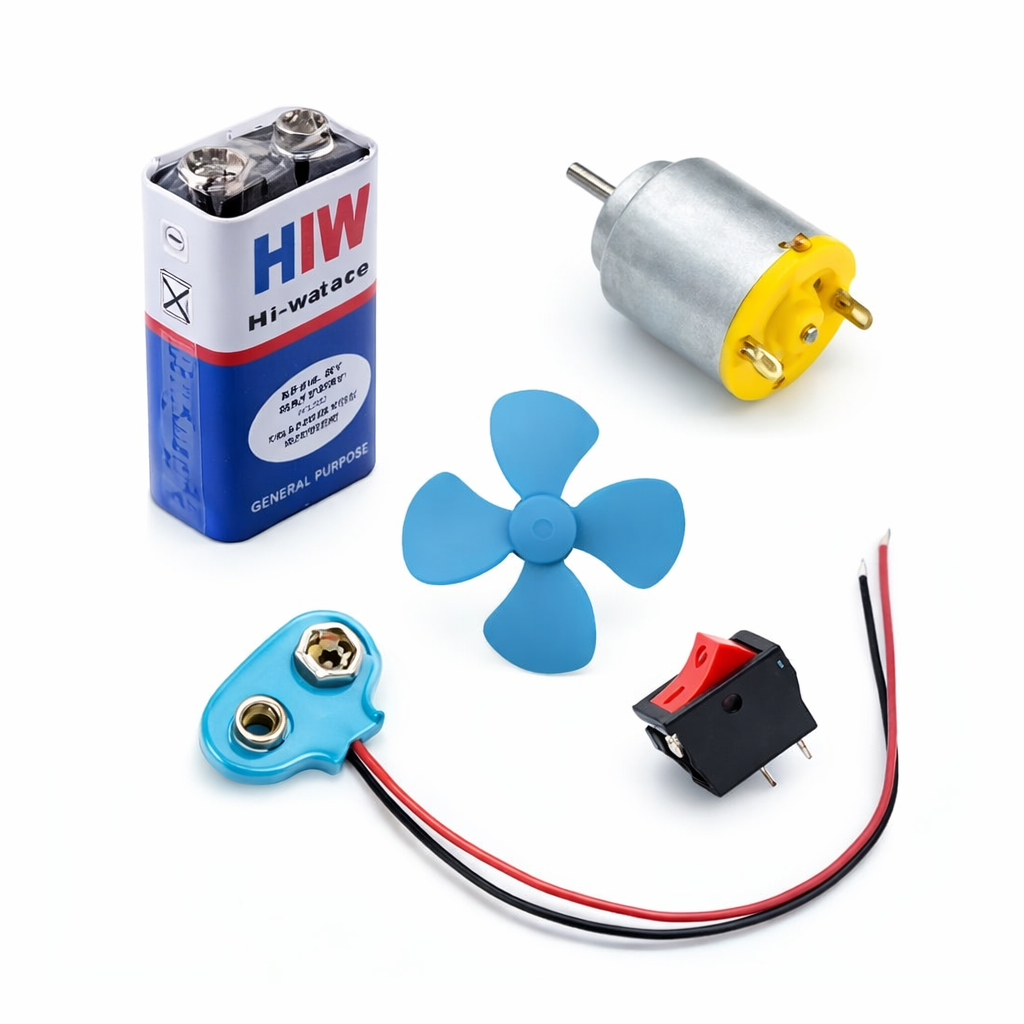 DIY Mini DC Motor Fan Kit with 9V Battery | School Science Project