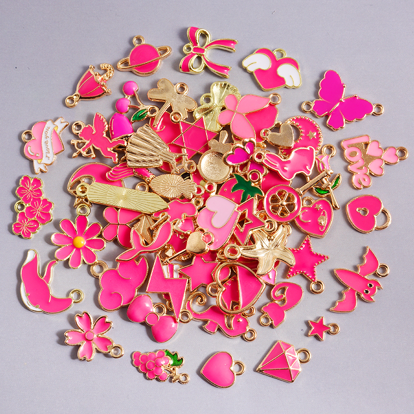 10/30/50Pcs Random Mix Green/Pink Animals Plant Pendants For DIY Bohemian Jewelry Making Earrings Necklace Accessories Findings