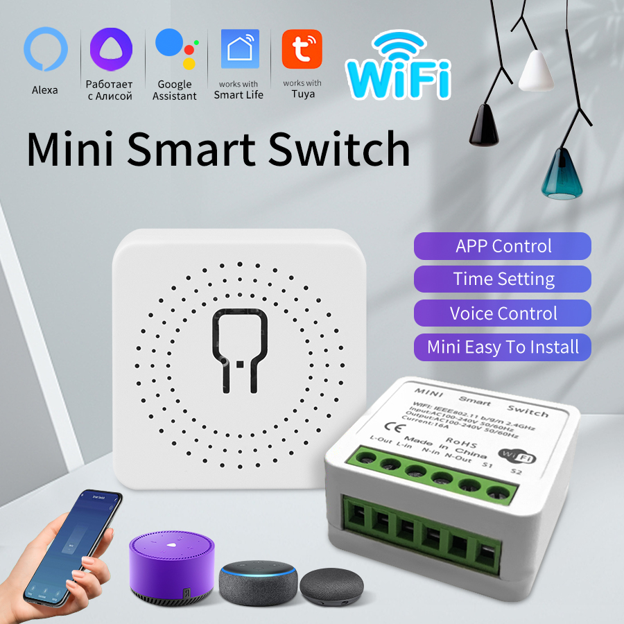 16A 20A Tuya Smart WiFi Switch Breaker 433Mhz Receiver Smart Life App Remote Supports 2-way Control Works with Alexa Home