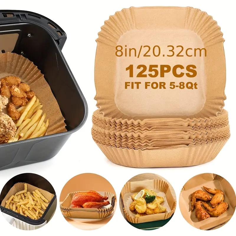 50pcs/125pcs Air Fryer Special Food Silicon Oil Round Bracket High Temperature Absorbent Paper Baking Accessories