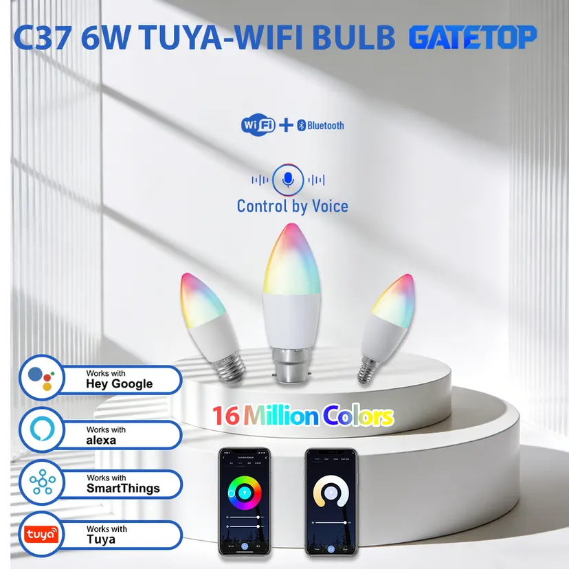 1-10PCS E27 Bulb Tuya Bluetooth WIFI Dimmable Light 10W LED Lamp 2700-6500K RGB Smart Life APP Voice with Alexa Home
