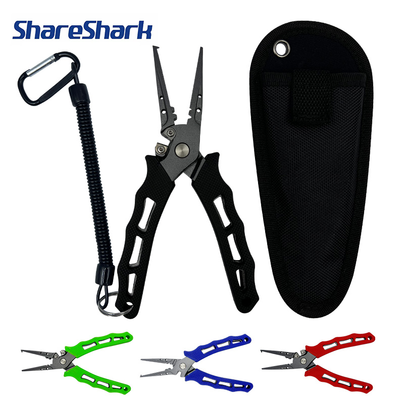 ShareShark 7-inch Aluminum Alloy Fishing Pliers with Handle Multi-Function Pliers for Cutting Line and Removing Hooks