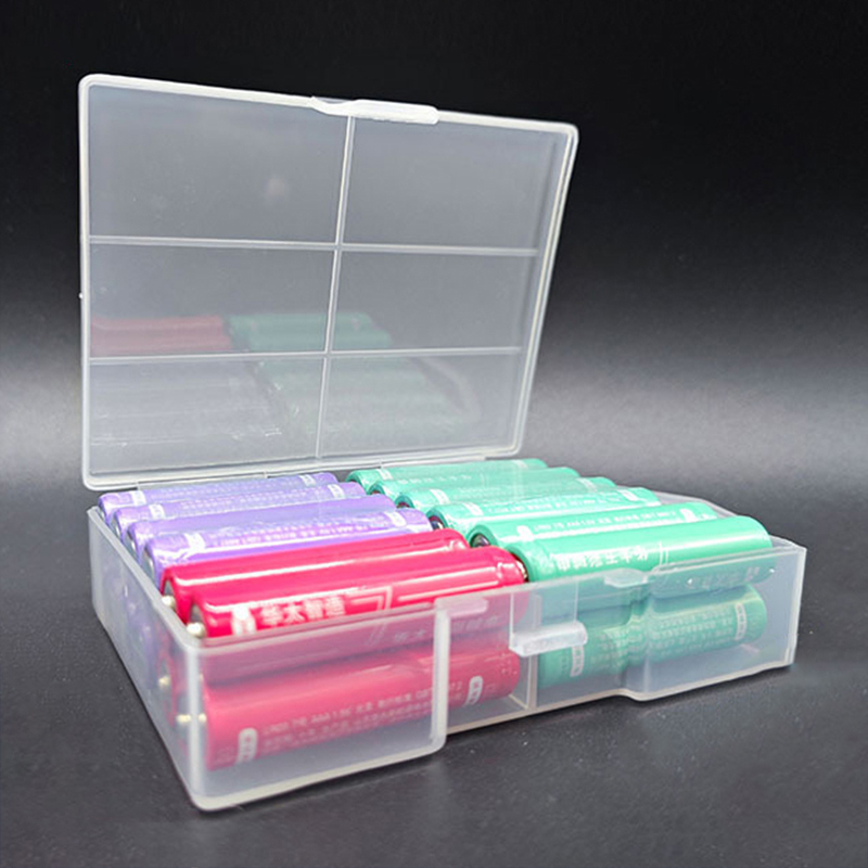 1 Pc Transparent Battery Storage Box For AA Batteries, Plastic Organizer With Hardware Accessories And Clear Divider With Cove