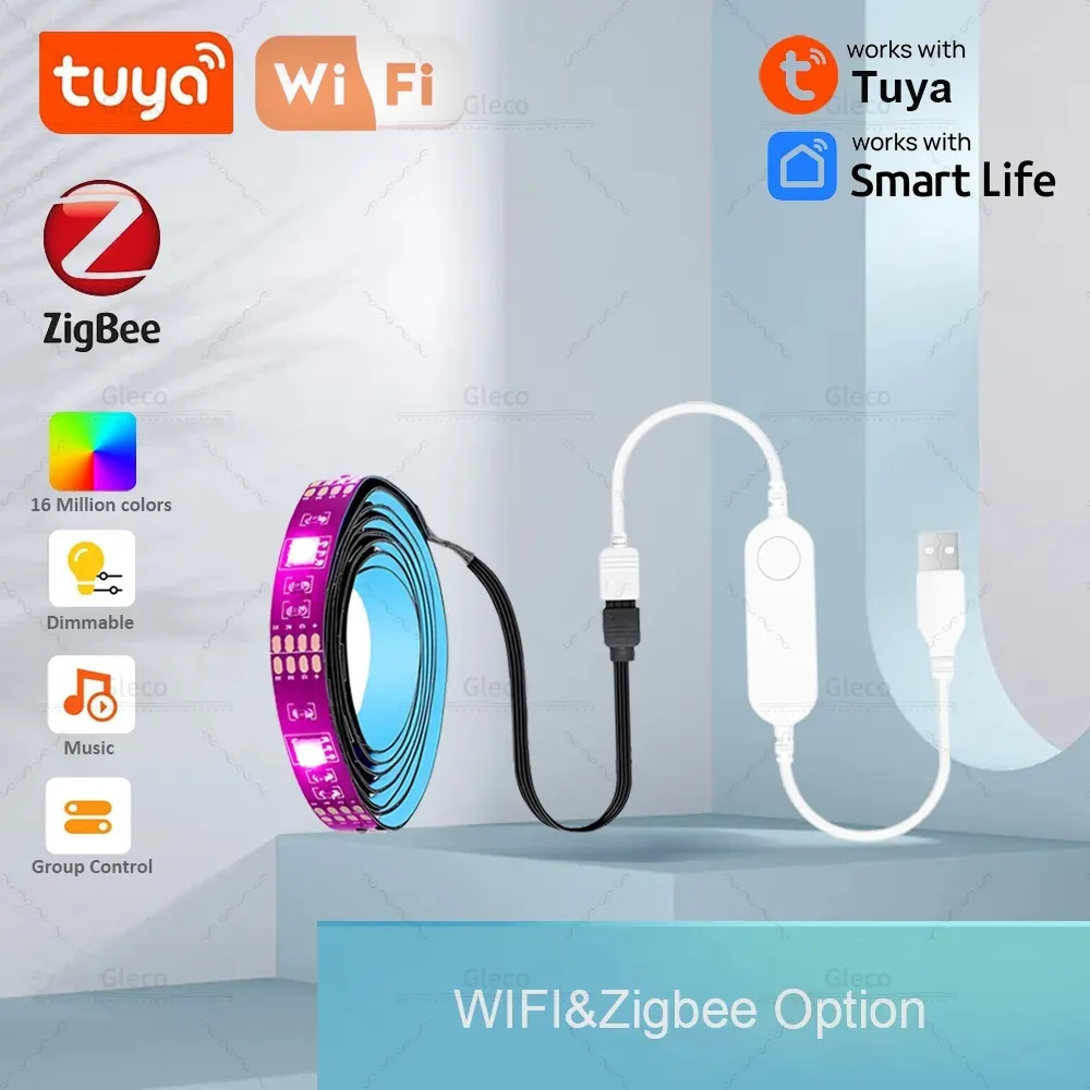 Wifi/Zigbee Tuya USB Led Lights RGB led Strip DC5V 5050 Smart Led TV Back Lighting For Alexa Home Automation Smart Life lightify - image 1
