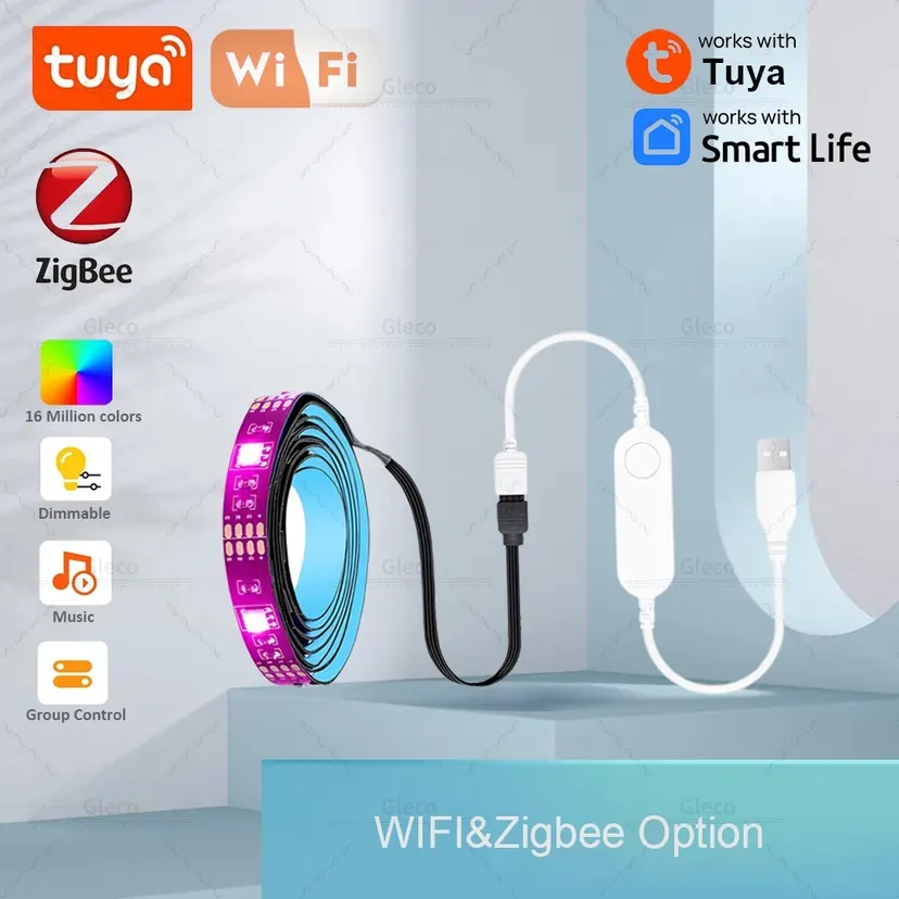 Wifi/Zigbee Tuya USB Led Lights RGB led Strip DC5V 5050 Smart Led TV Back Lighting For Alexa Home Automation Smart Life lightify