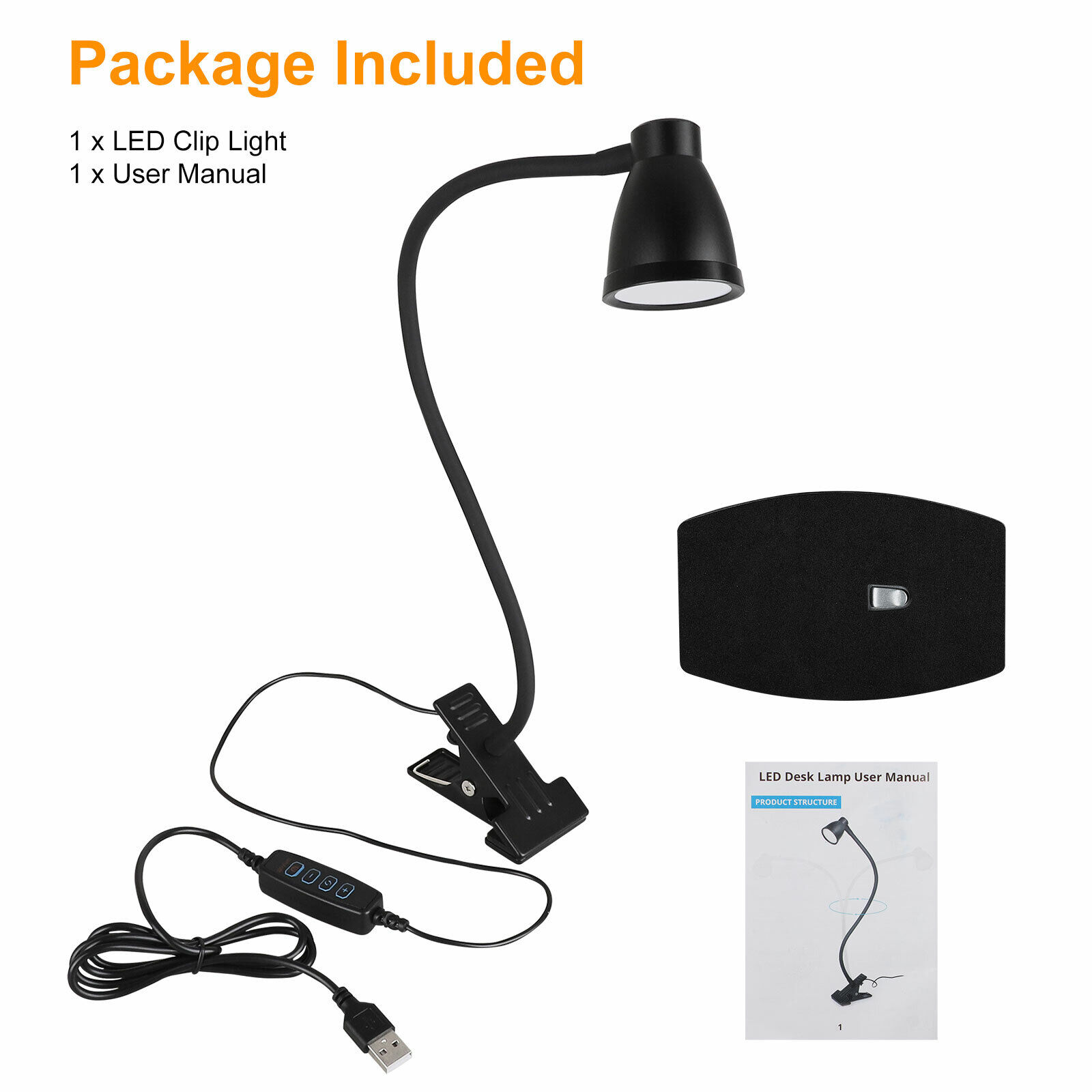E27 Desk Lamp with Clamp Base and Adjustable Gooseneck EU US Plug in Clip Lamp for Cupboard Desk Bedside Small Book Lamp