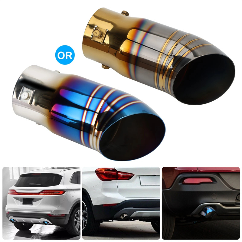 1Pcs Universal Car Exhaust Muffler High Performance Stainless Steel Straight Through Exhaust Muffler Enhance Sound And Style