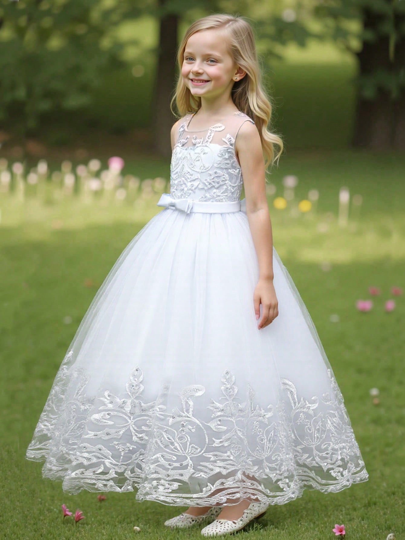 2026 Flower Girl Dresses For Weddings Lace Luxury Vestidos Princess Birthday Party Bridesmaid Dress For Kid 5-12 Years BIBIHOU