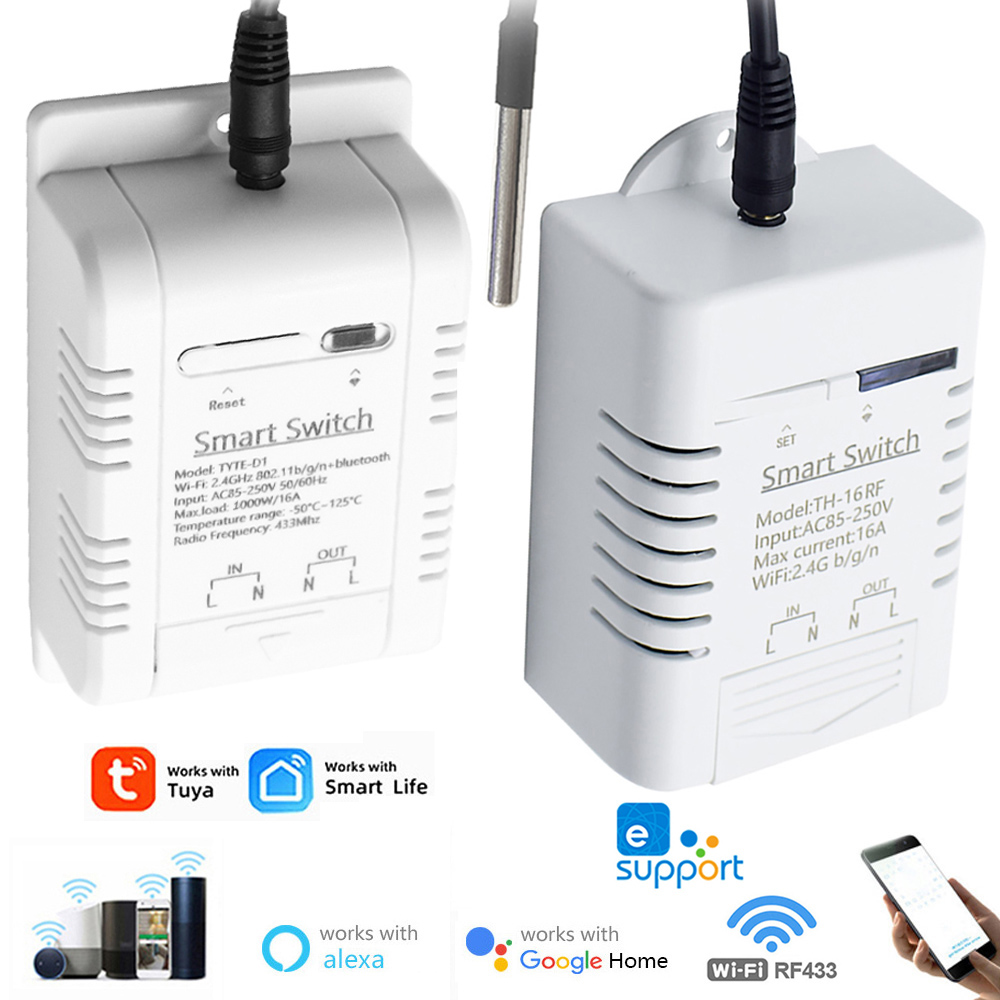 Tuya/Ewelink Smart Temperature Wifi Switch 16A Intelligent Monitoring Thermostat Compatible with Alexa Home