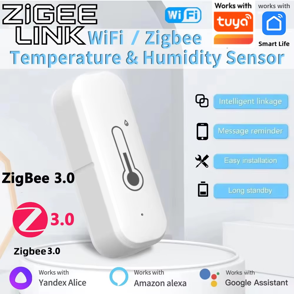 Tuya WiFi Temperature Humidity Sensor Indoor Smart Thermometer Hygrometer APP Remote Control Works With Alexa Home