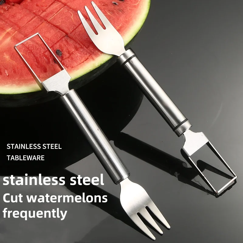 Best Selling Stainless Steel Double Headed Watermelon Fork Cutter Ball Scooper Spoon Multifunctional Fruit Tool Hottest Deal