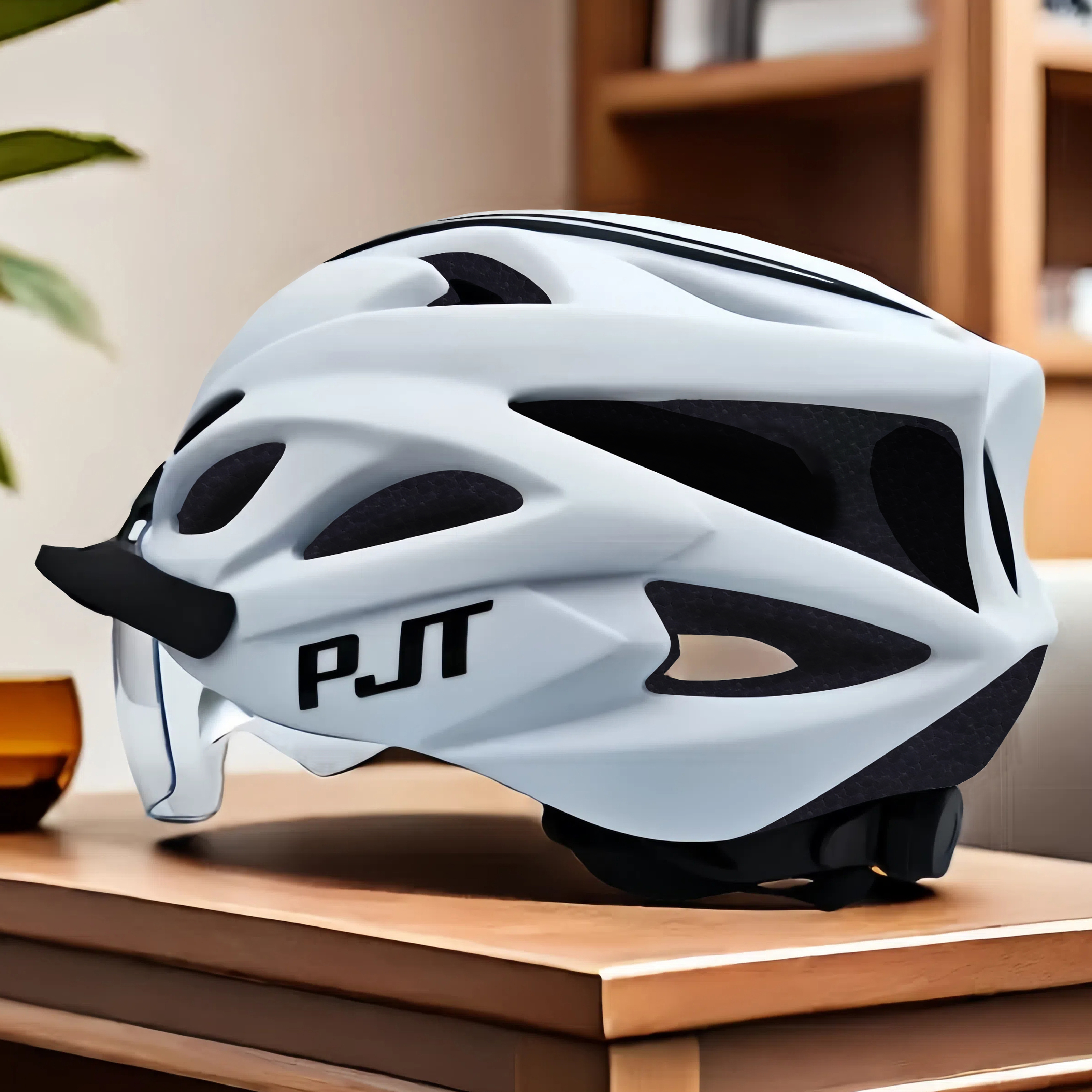 PJT New 4 In 1 Bike Helmet With Sun Goggle & Sun Visor Rechargeable Bicycle Helmet Sunglasses Road MTB Cycling Helmet