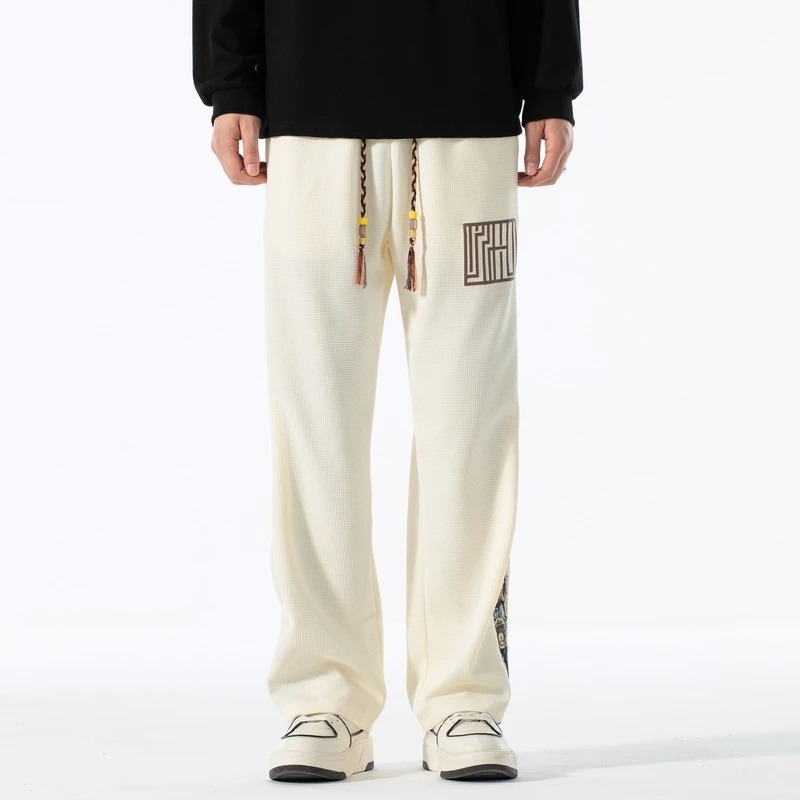 Men's Outdoor Loose Comfortable Sports Leisure Straight Leg Pants Autumn Winter Fashion Trend with Plush Thick Leg Binding Pants