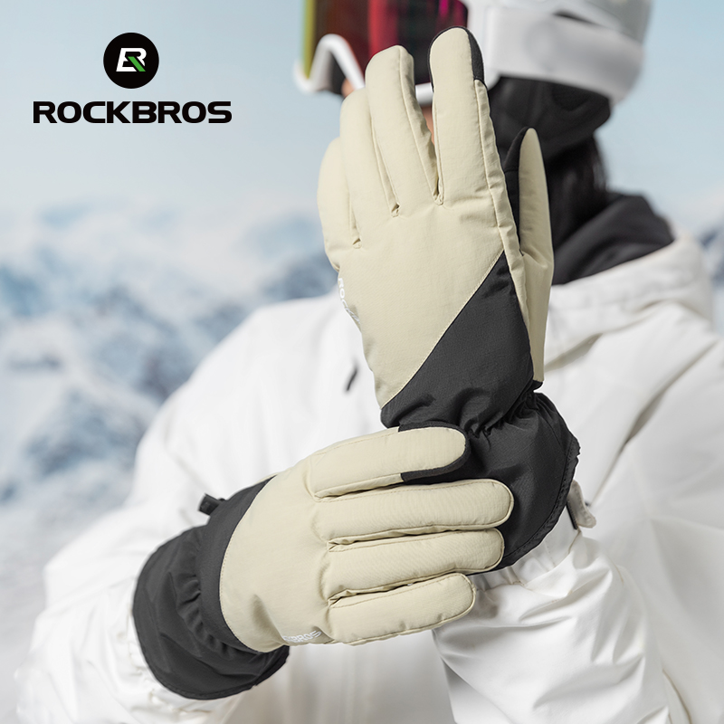 ROCKBROS Winter Snowboarding Skiing Gloves Touch Screen Thicken Thermal Fleece Motorcycle Bicycle Gloves Keep Warm Hiking Gloves