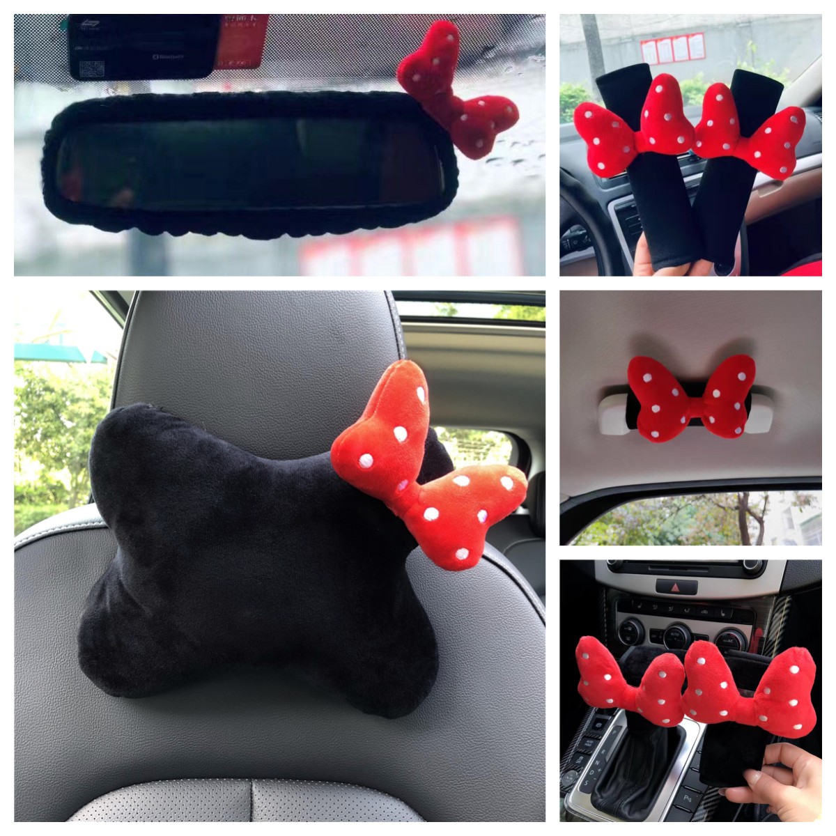 Bestseller Cute Bowknot Car Headrest Neck Pillow Universal Plush Seat Belt Shoulder Pad Car Accessories Interior For Women