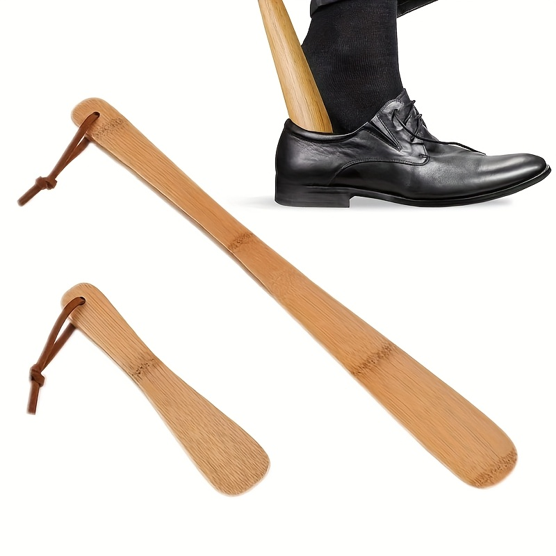 Long Handle Shoe Horn, Bamboo Shoe Helper for Easy Slip-On, Ideal for Elderly Pregnant Women & Seniors, Practical