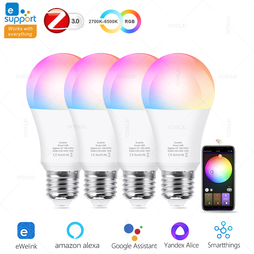 HOMEFISH 15W 18W E27 Zigbee Smart LED Bulb RGB Dimmable Works with Alexa Home SmartThings