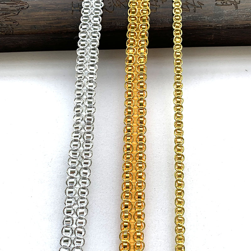 5m/16.4ft Each Pack Gold Silver Lace Trims Weaving Centipede Festive Decoration Handmade DIY Sewing Dress Crafts Sequin Ribbons
