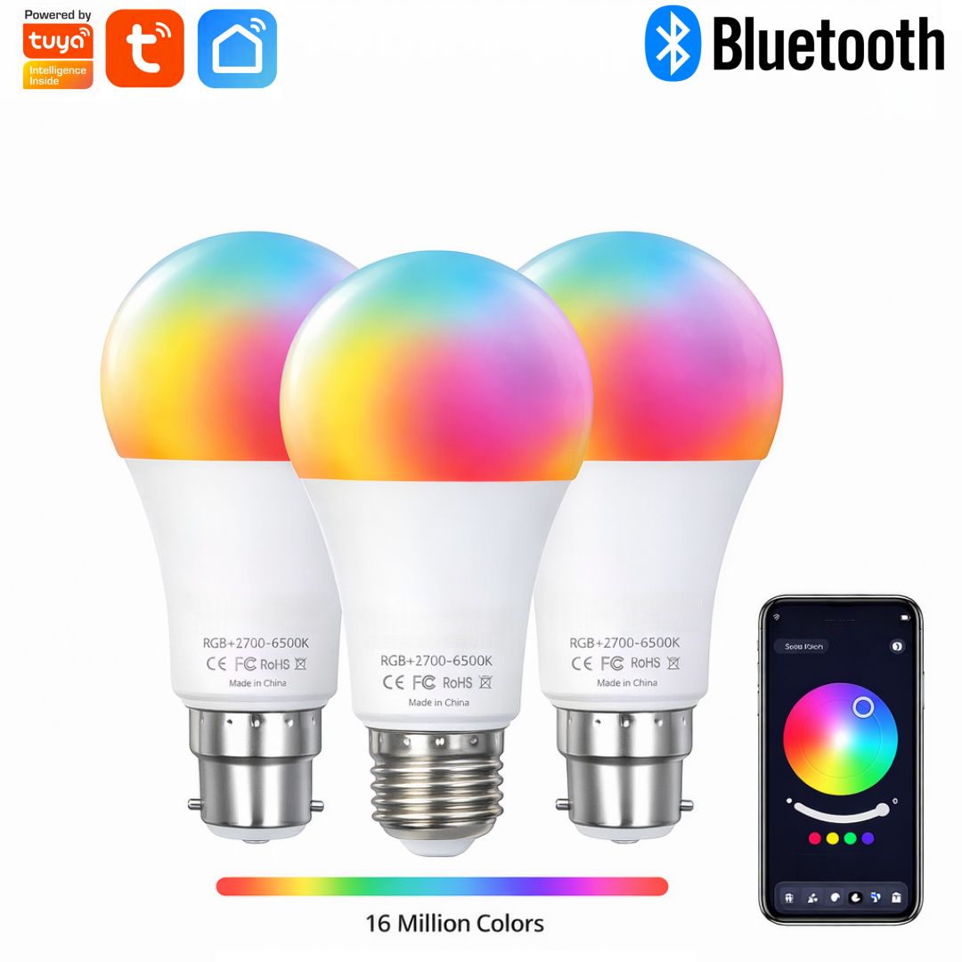 Tuya Bluetooth LED Bulb Dimmable 15W 18W E27 B22 220V RGBCW Color Change Lamps Smart Life APP Group Control Music Rhythm Timing