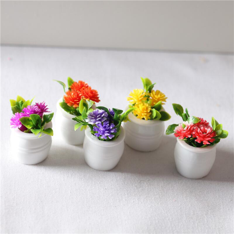 NEW 3pcs Random 1:12 Dollhouse Miniature Green Plant In Pot Simulation Potted plants