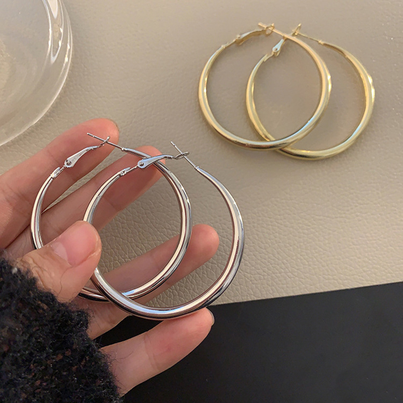 3/6pairs New Gold/Silver Circle Hoop Earrings Alloy C-shaped New Trendy Jewelry Drop Earring Set Man