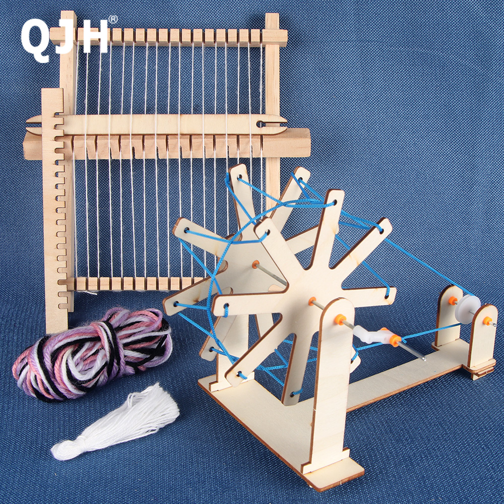 Mini Weaving Loom Frame Kit, Wooden Spinning Wheel, Tapestry Loom, Travel Small Weaving Loom for Beginner DIY Woven Set