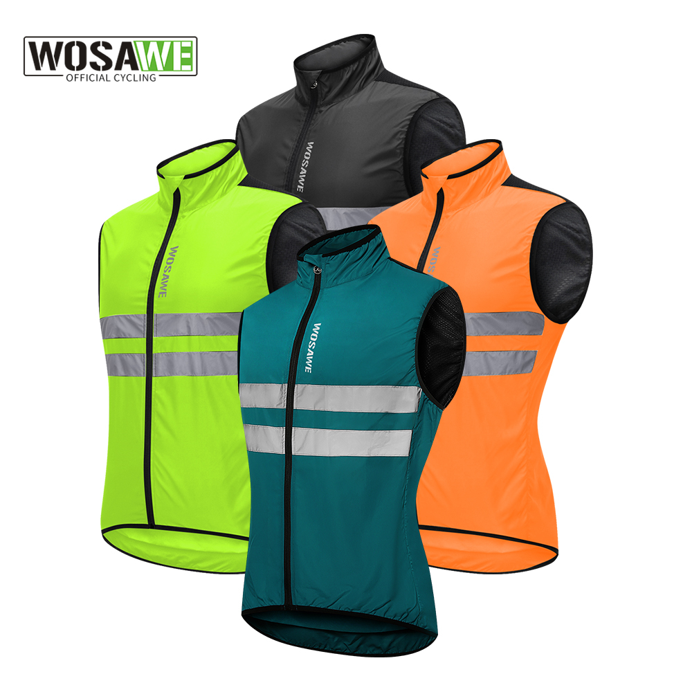 WOSAWE Cycling Vest Windproof Cycling Wind Gilet Waterproof 2 Way Zippers Cycling Windbreaker Zipper Pockets Men Women
