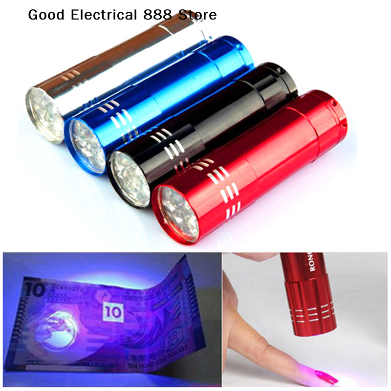 【GE】1pcs Random Color Portable Nail Droger Mini 9 LED Verlichting Zaklamp Uv Lamp Draagbare Nail Gel Lamp