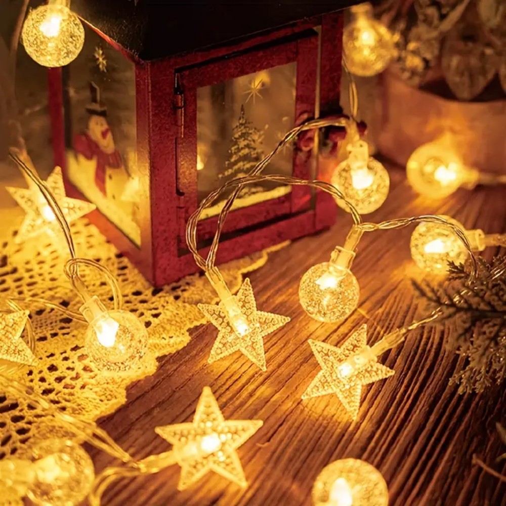 1PC 1.5M/3M/6M LED Star Bubble Ball String Lights,Battery Powered,LED Crystal Fairy Lights for Bedroom Party Home Decor