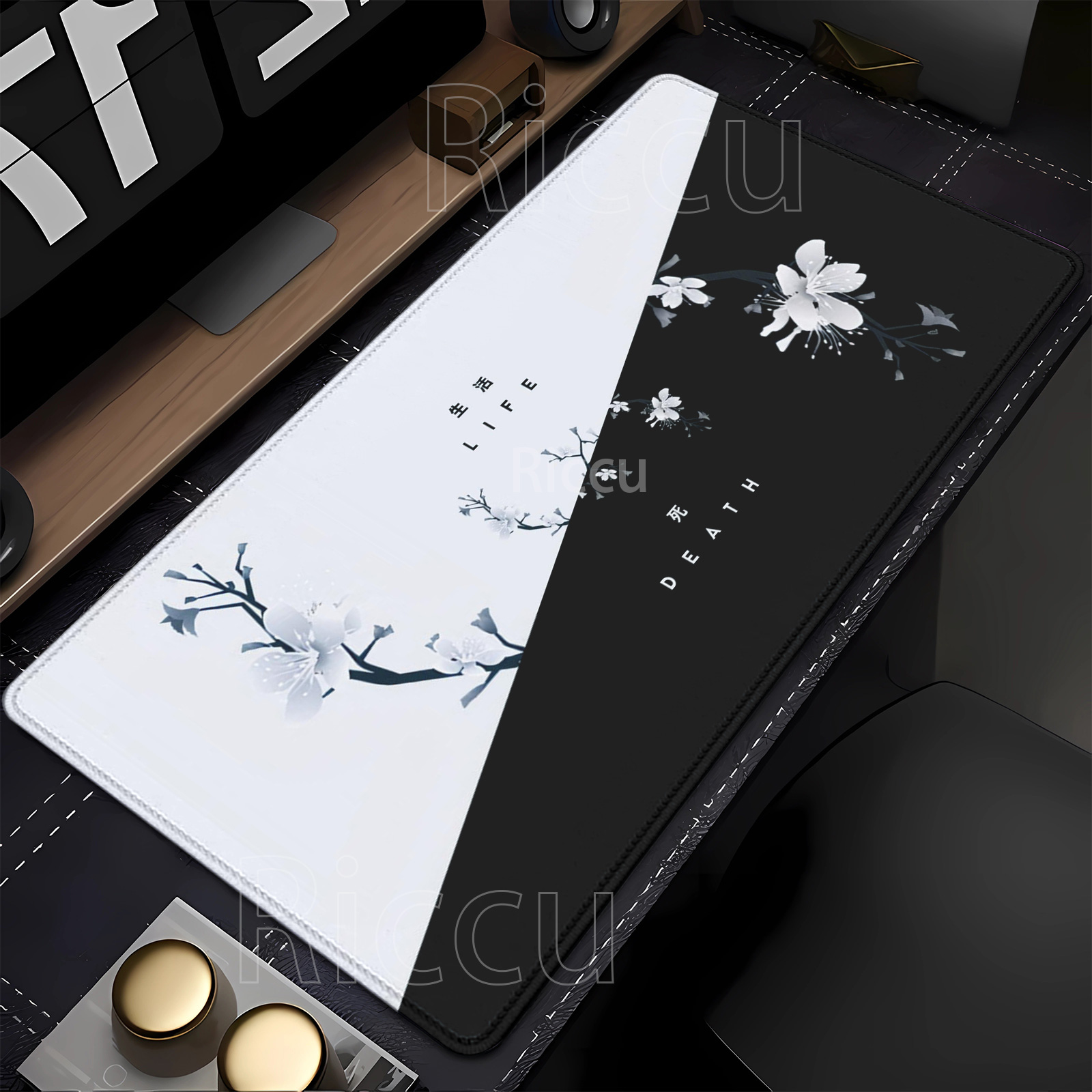Life and Death Black and White Mouse Pad Large E-sports Game Table Mousepad Computer XXL Computer HD Printing overlock Desk Mat