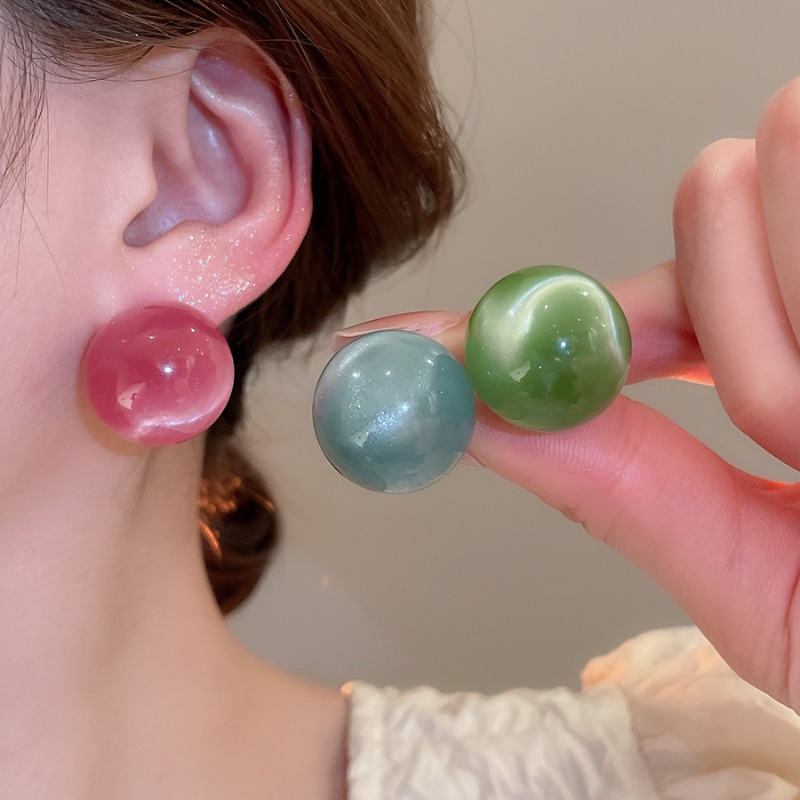 Candy Color Smudge Round Stud Earrings for Women Sweet Simple Personality Earring Elegant Versatile Fashion Jewelry Holiday K