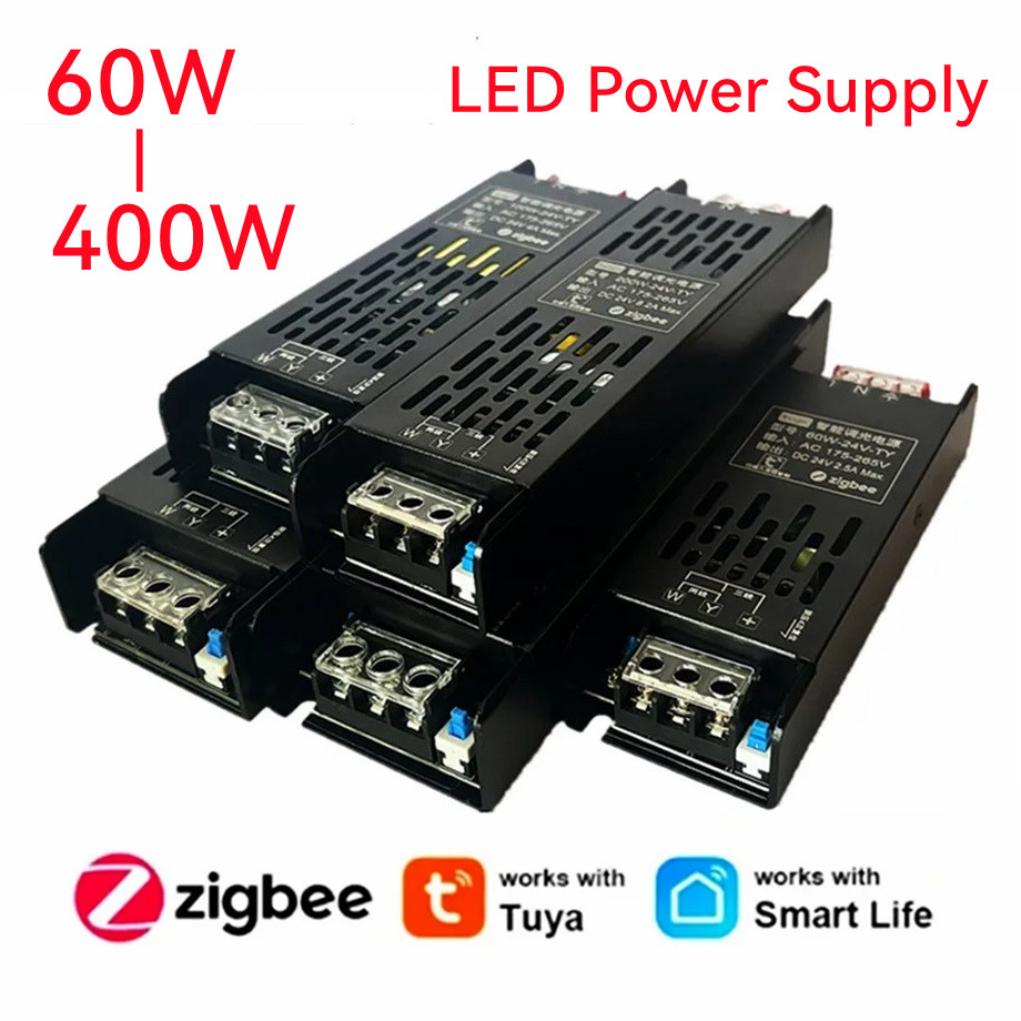 LED Power Supply DC 24V Dimmer Transformer AC175-265V Tuya Zigbee3.0 Support Alexa Google Voice APP Control CCT LED Strip