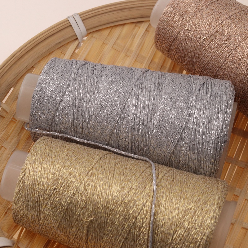 1PC 50g Silver and Gold Filament Hollow Cotton Yarn DIY Handmade Bag Hat Textile Thread Crochet Bag Shiny Cotton and Linen Cord